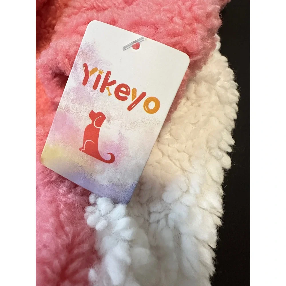 Yikeyo Pink White‎ Sherpa Fleece Pet Hoodie Small Dog Cat Winter Warm Sweater